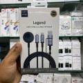 WiWU Wi-C050 Legend Series 3in1 USB-A + Type-C to Lightning – Type-C – Smart Watch Charging Cable 100W 1.2M. 