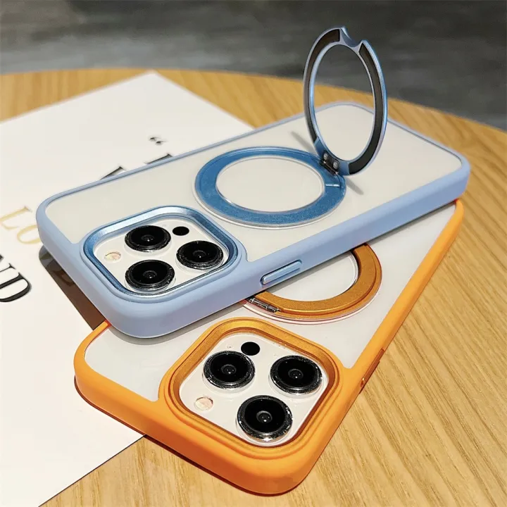 Fold%20Metal%20Stand%20Acrylic%20Magnetic%20Phone%20Case%20for%20iPhone%2015%20Pro%2015%2014%20ProMax%2013%20Pro%20Max%20Magsafe%20Wireless%20Charge%20Clear%20Hard%20Cover%20-%20Image%205