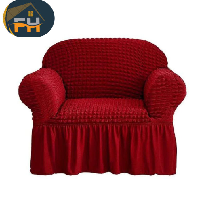 1seater Turkish Spandex Elastic Sofa Cover marron color from- falah home