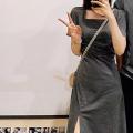 Couple Wear One Dress One Dress French Simplicity Square Collar Solid Color SummerXSplit Long Dress MenTT-shirt. 