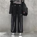 Gothic Cargo Pants Women Punk Chain Wide Leg Pants Korean Style Oversized Streetwear Trousers Female Techwear Emo BQ.