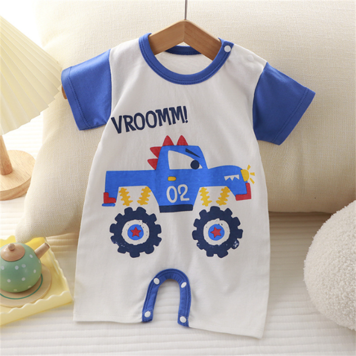 (Ready%20Stock)%20Summer%20Newborn%20Cotton%20Short%20Sleeves%20Bodysuit%20Korean%20Style%20Boys%20Baby%20Fashion%20Cartoon%20Pattern%20Printed%20Romper%20Infant%20Soft%20Comfortable%20Loose%20One-Pieces%20Jumpsuits%20-%20Image%202