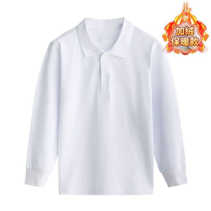 Elementary%20and%20junior%20high%20school%20students%20white%20school%20uniform%20polo%20shirt%20long%20sleeve%20T-shirt%20high%20school%20students%20autumn%20and%20winter%20fleece%20thickened%20base%20shirt%20lapel%20-%20Image%207
