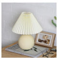 Qiunery Pleated Ceramic Table Lamp USB Charging Bedroom Bedside LED Night Lamp With Dimmer Switch Creative Retro Farmhouse Desk Lamp (Single Color Warm Light). 