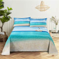 Sandy Beach Bedding Sheet Home Digital Printing Polyester Bed Flat Sheet With Pillowcase Print Bed Sheet.