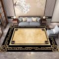 European Luxury Carpet Living Room Thickened Flannel Carpet Lounge Rug Mats Fluffy Kids Bedroom Rugs Golden Marble Large Mats.