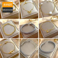 Stainless steel jewelry wholesale, women's 18K gold titanium steel small waist bracelet, zircon shiny design bracelet.