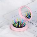 Mini Folding Hair Brush With Mirror Portable Professional Travel Hair Comb Women Men Anti Static Massage Brush Hair Styling Tool. 