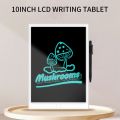 LCD writing pad with 10 inch monochrome screen, touch pen for writing notes for toddlers - white.