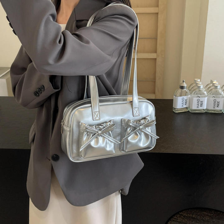 Bow%20Women's%20Shoulder%20Bag%20Trendy%20PU%20Leather%20Pleated%20Bow%20Underarm%20Bags%20Hottie%20Soft%20Hottie%20Handbag%20for%20Daily%20Use%20Office%20Wear%20-%20Image%203