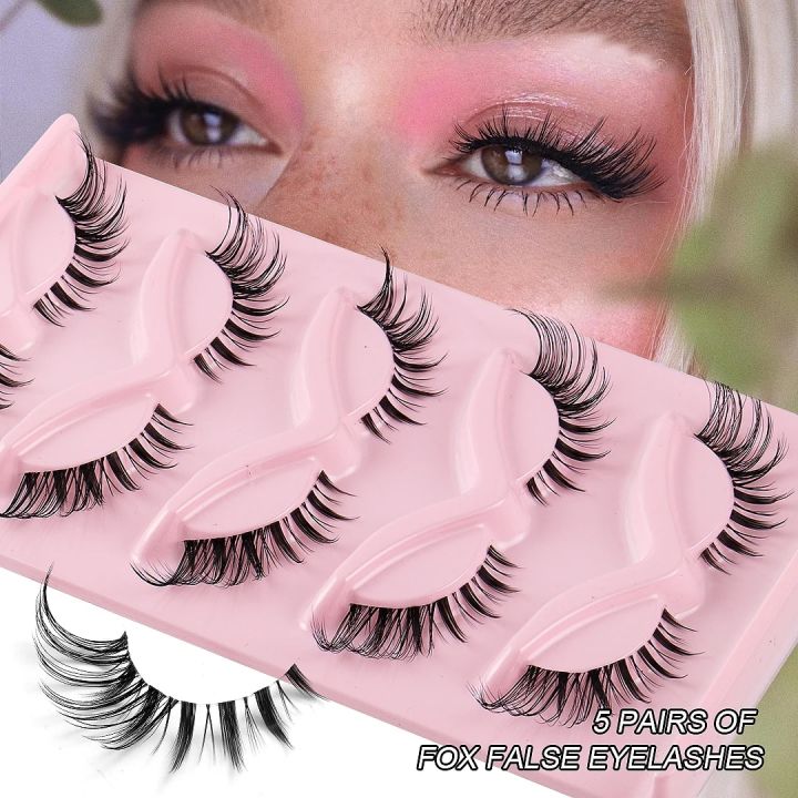 5%20Pair%203D%20Cat%20Eye%20Lashes%20Fox%20Eye%20Fluffy%20Soft%20Natural%20Mink%20False%20Eyelashes%20Faux%20Makeup%20Eyelash%20-%20Image%202