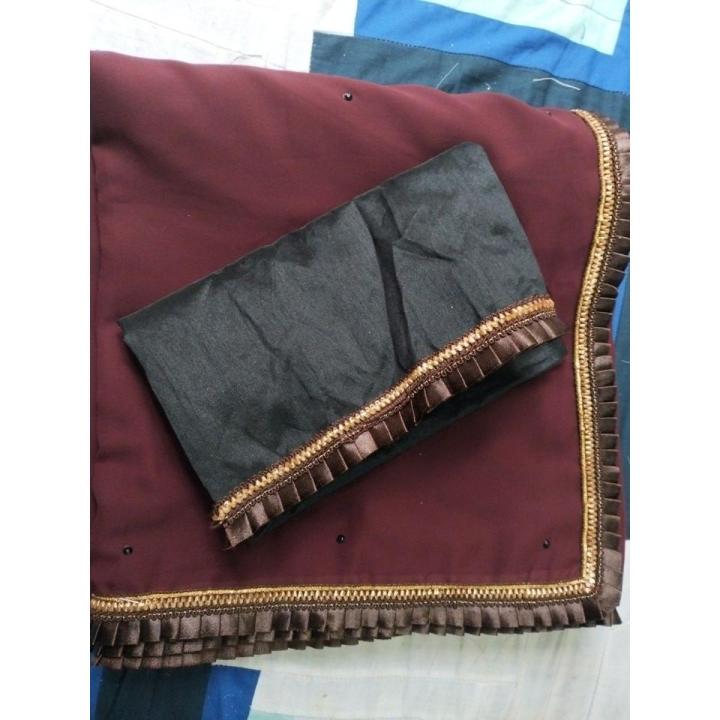 খয়েরি শাড়ি, Georgette Indian party saree.