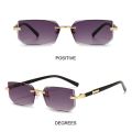 Retro UV400 Protection Rimless Rectangle Sunglasses Y2K Shades Frameless Sun Glasses for Women & Men.