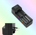 3.7V 18650 Universal Double Li-ion Rechargeable Battery Charger ABS material Input: AC100-240V 47-63Hz. 