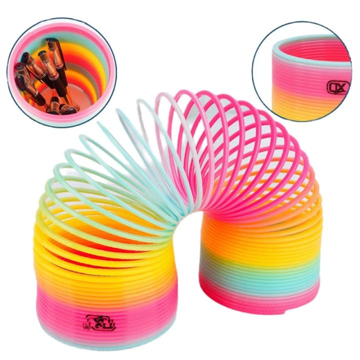 Classic Magic Rainbow Coil Spring Toy - Colorful Plastic Slinky For Kids Gift