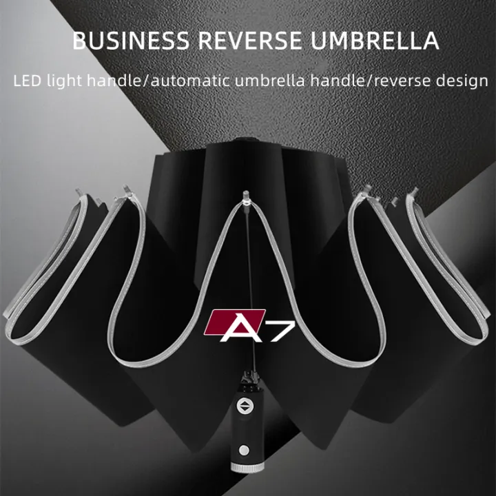 For Audi Quattro A7 TT RS5 RS6 RS7 S7 S8 QS5 Automatic Umbrella with Led Light Umbrella 10 Ribs 3-folding Inverted Umbrella