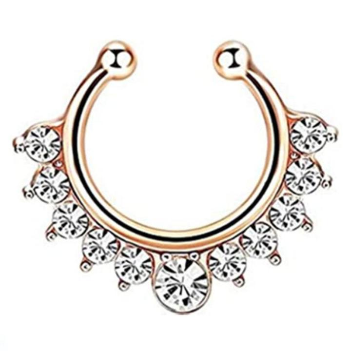 1PCS Piercing Nose Ring Clip On Septum Nose Earing Non Piercing Daith Earring Jewelry False Nose Clip Faux Septum Ring