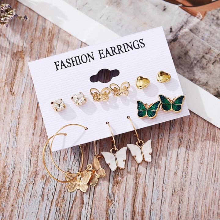 New%20Fashionable%20Trendy%206%20Pairs%20=%2012%20Pcs%20Korean%20Butterfly%20Pearl%20Stud%20Earrings%20for%20Girls%20Simple%20Stylish%20Fashion/%20Earring%20for%20Women%20New%20Collection%20-%20Image%202