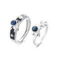 Exquisite Happy Planet Astronaut Spaceman Couple Rings Star Glass Stone Personality Open Pair Couple Birthday Gift. 