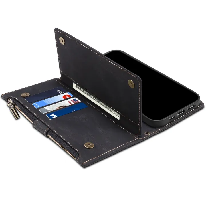 xprmy%20for%20Samsung%20Galaxy%20S22%20Plus%205G%20Vintage%20Leather%20Cover%20Flip%20Wallet%20Case%20Card%20Slots%20Zipper%20Pocket%20Handbag%20with%20Hand%20Strap%20-%20Image%202