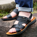 Sandals, men's leather beach shoes for summer wear, men's non-slip, waterproof, durable, and dual-purpose slippers. 