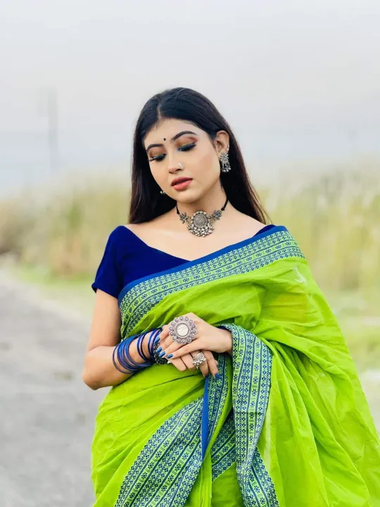 Brand%20Quality%20Special%20Light%20Green%20Colour%20Pure%20Cotton/Shuti%20Saree%20For%20Women%20-%20Image%205