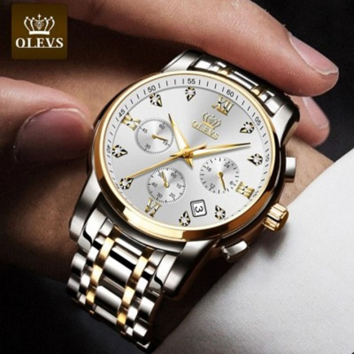 OLEVS%202858%20Silver%20And%20Golden%20Two-tone%20Stainless%20Steel%20Chronograph%20Watch%20For%20Men%20-%20White%20&%20Golden%20-%20Image%206