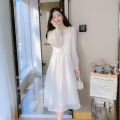 White Moonlight Cinnabar Mole 2022 Amoi Glossy Silk Temperament Slimming Youthful-Looking Overall Dress Set Super Fairy Dress. 