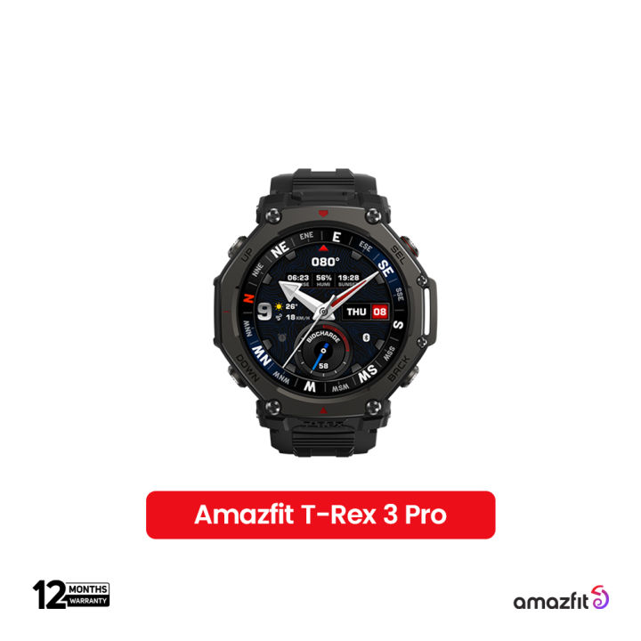Amazfit T-Rex 3 Pro 1.5" Amoled Display With 3000-nit Rugged Smartwatch- Black