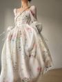 French Elegant Floral Midi Dress Chiffon Long Sleeve Evening Party Dress Woman Beach Fairy One Piece Dress Korean 2023 Summer. 