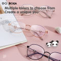 OQ BOGA 3 Styles Unisex Fashion Panda Decoration Anti Blue Light Proof Radiation Metal Oval Frame Computer Glasses Women Men Eye Protection Full Rim Eyewear.