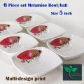 Melamine 6 Piece Bowl/bati 5 inch square melamine bowl Multi design print..