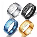 Fashion Arabic Islamic Scripture Words Rings For Men Stainless Steel Muslim Religious Prayer Ring Retro Amulet Jewelry.