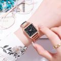 Gold Watch Women Square Female Watches Top Brand Luxury Golden Quartz Stainless Steel Waterproof Wrist Watch.