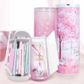 OIMG Nbx Coded Lock Password Pencil Case Pen Holder Large Capacity Stationery Box Home Office School Storage Pencil Case-Pink - pencil bag.