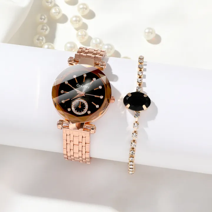 LooKeo%20Mall%20Fashion%20Ocean%20Heart%20Glass%20Face%20Women's%206pcs%20Watch%20Set%20with%20Water%20Diamond%20Pendant%20and%20Steel%20Band%20For%20Personal%20Use%20Or%20Gift%20Birthday%20Party%20-%20Image%207
