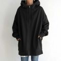 Women Zipper Long Jacket Coat Casual Loose Solid Color Outerwear Hoodies Ladies Long Sleeve Pocket Hooded Sweatshirt Overcoat. 