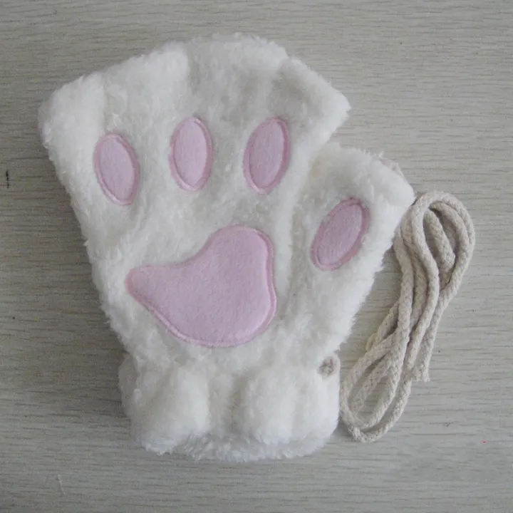 Winter%20Warm%20Cartoon%20Cat%20Paw%20Gloves%20For%20Women%20Girls%20Thermal%20Fingerless%20Gloves%20Cute%20Soft%20Short%20Plush%20Half%20Finger%20Gloves%201Pair%20-%20Image%209