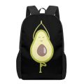 Funny Avocado School Backpack for Boys Girls Cartoon Avocado with Sunglasses Rucksack for Casual Travel,teenagers Kid School Bag. 