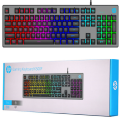 HP K500F Backlit Membrane Wired Gaming Keyboard with Mixed Color Lighting, Metal Panel with Logo Lighting, 26 Anti-Ghosting Keys, and Windows Lock Key. 