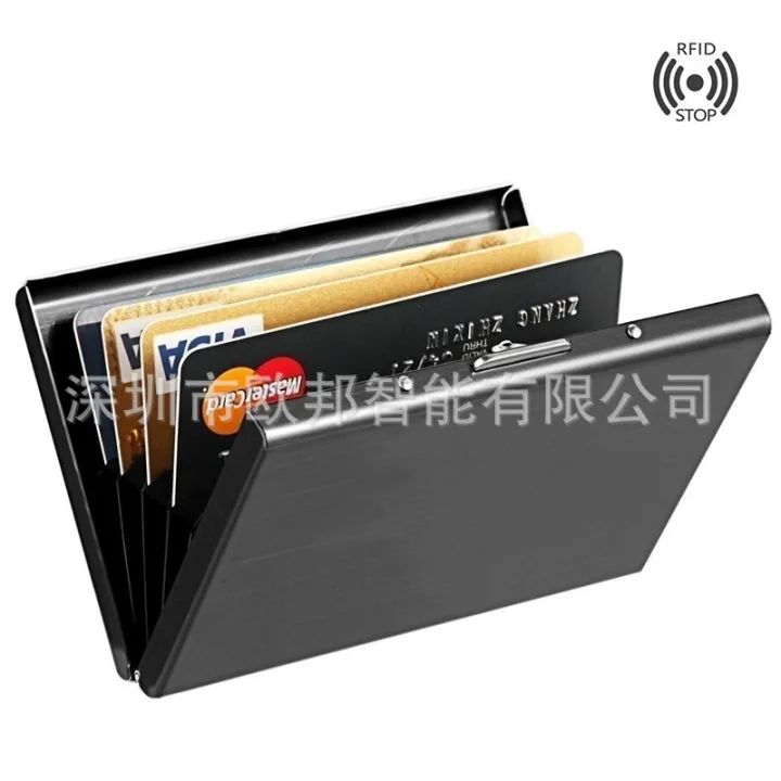 Metal%20Card%20Holder%20Wallet,Ultra%20Thin%20Stainless%20Steel%20Metal%20Wallets%20RFID%20Blocking%20Credit%20Card%20Wallet%20Holder,%20Black%20and%20Silver%20-%20Image%202