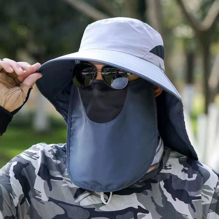 Summer Sun Hats UV Protection Outdoor Hunting Fishing Cap for Men Women Hiking Camping Visor Bucket Hat Removable Fisherman Hat