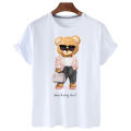Cute Teddy Bear Print Shirt Short Sleeve O Neck Loose Tshirt Women Summer T shirt Men and Women Streetwear Cartoon Fashion Tee.