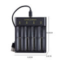 DC 5V 2A Battery Charger with USB Cable 4 Slots Fast Charge Universal for 10440/14500/14650/16340 for Flashlight Camera Doorbell. 