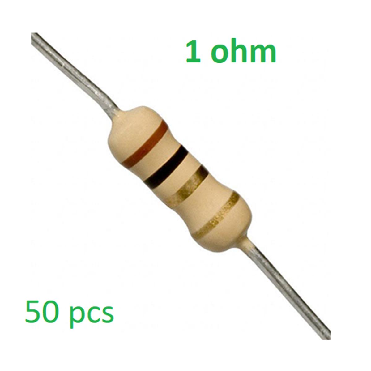 50pcs/lot 1 ohm register 1/4W resistance 0.25 watt passive component ±5% tolerance