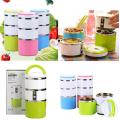 3 Layer Round Lunch Box Set Multicolor.