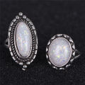 8PCS/Set Ring Silver White Fire Opal Ring Wedding Engagement Ring WomenJewelry. 