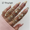 Finger Ring Set Gold Crystal Joint Rings Ring for Women and Girls (Pack of 17).