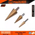 Harden 3 Pcs Step Drill Bit Set (4-12mm, 4-20mm, 4-32mm) 614143. 