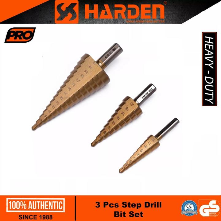 Harden 3 Pcs Step Drill Bit Set (4-12mm, 4-20mm, 4-32mm) 614143
